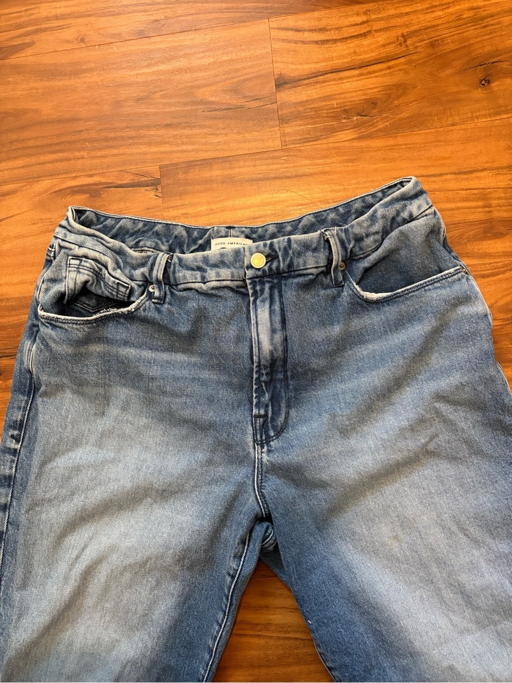 Good American Good Icon High Waisted Crop Straight Jeans Size Size 14/32 - Picture 4 of 6